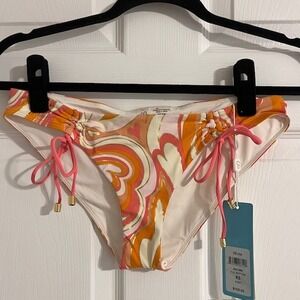Beach Bunny Full Bottom Swimsuit Retro Print Tie Side Bikini‎ XS